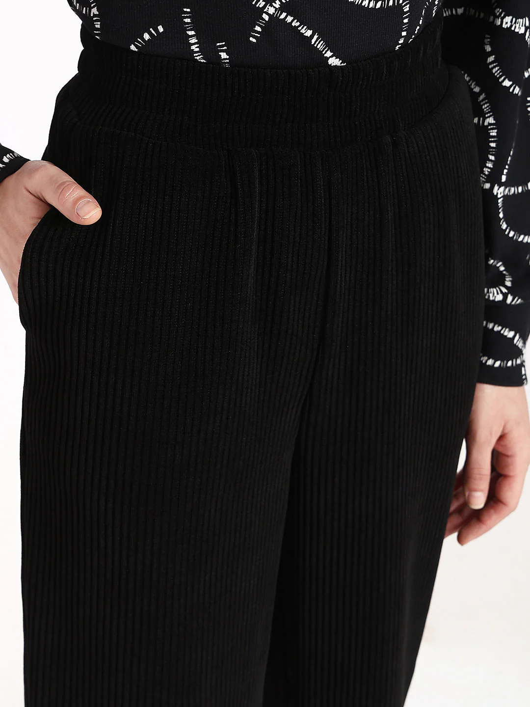 Black Corduroy Flared Co-Ord Set Pants - Image 6