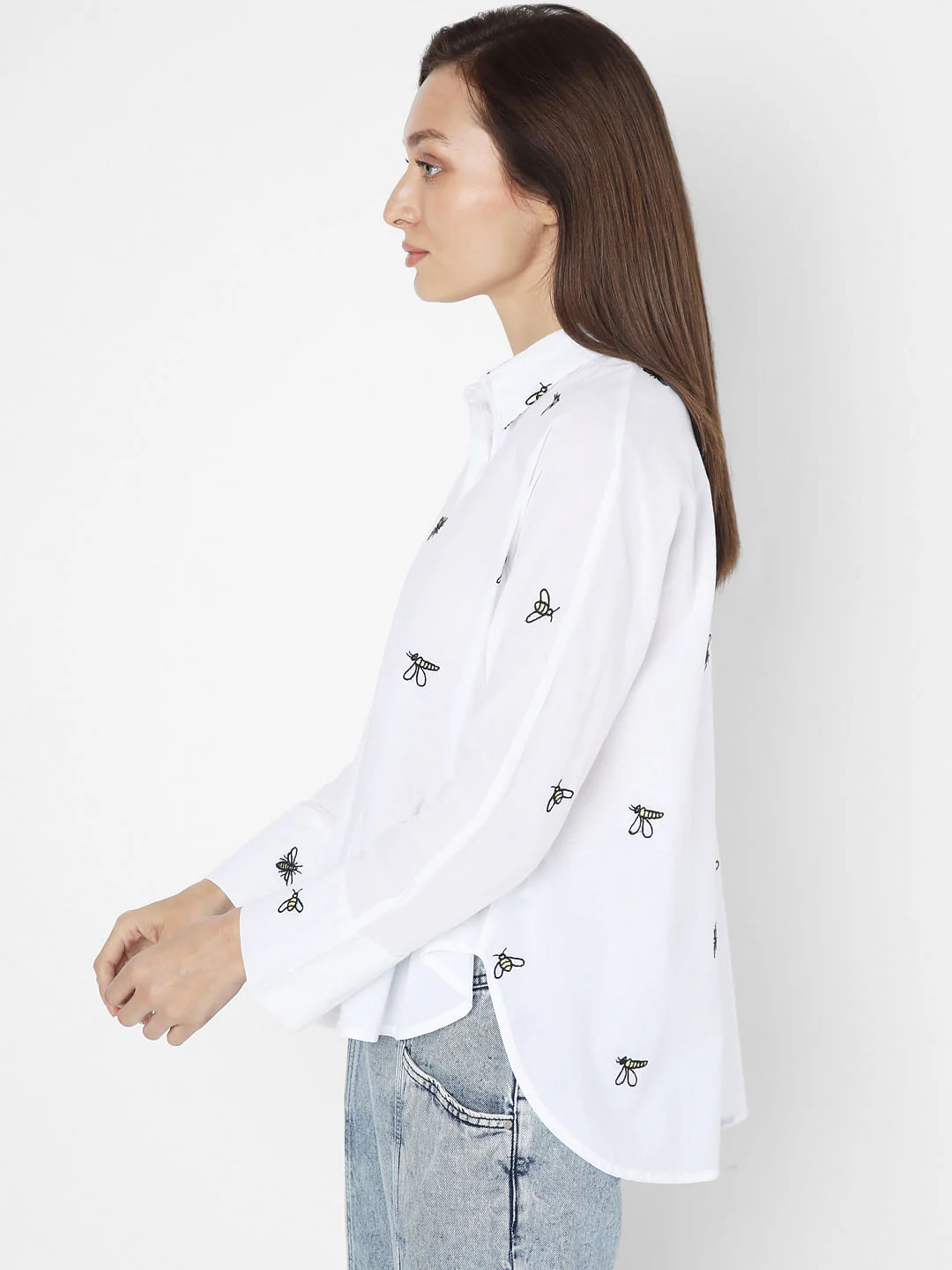 White Bee Embroidered Shirt - Image 3