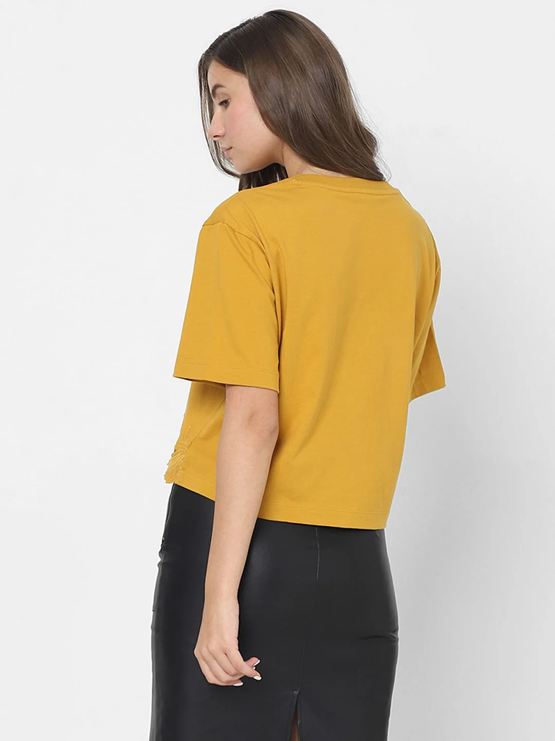 Mustard Lace Detail T-Shirt - Image 4