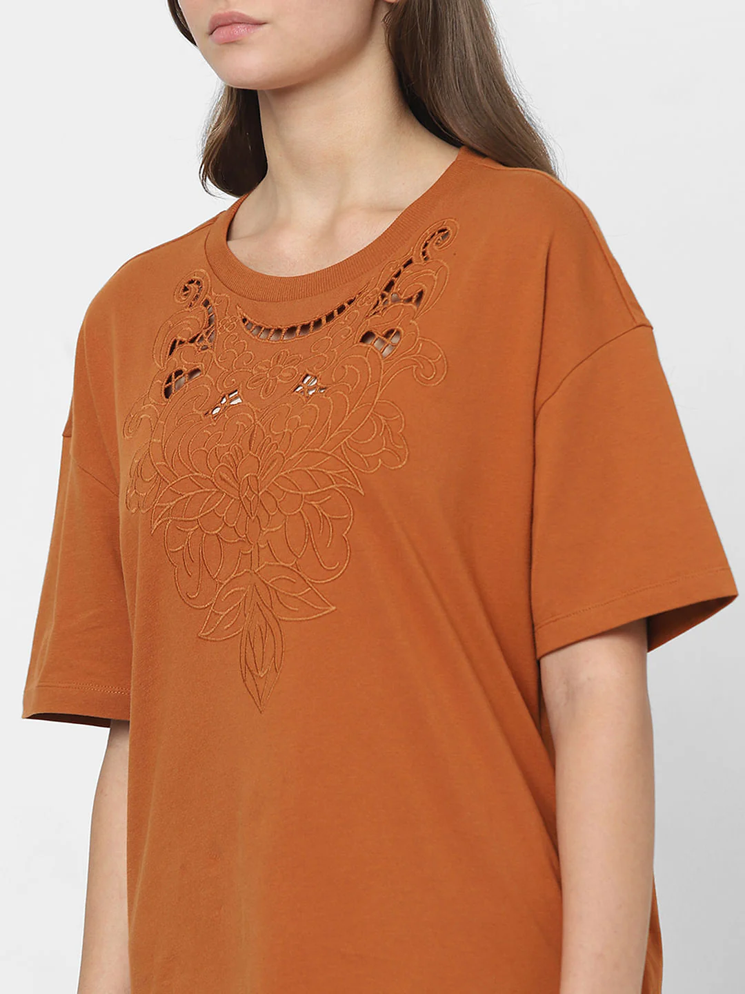 Brown Lace Detail T-Shirt - Image 6