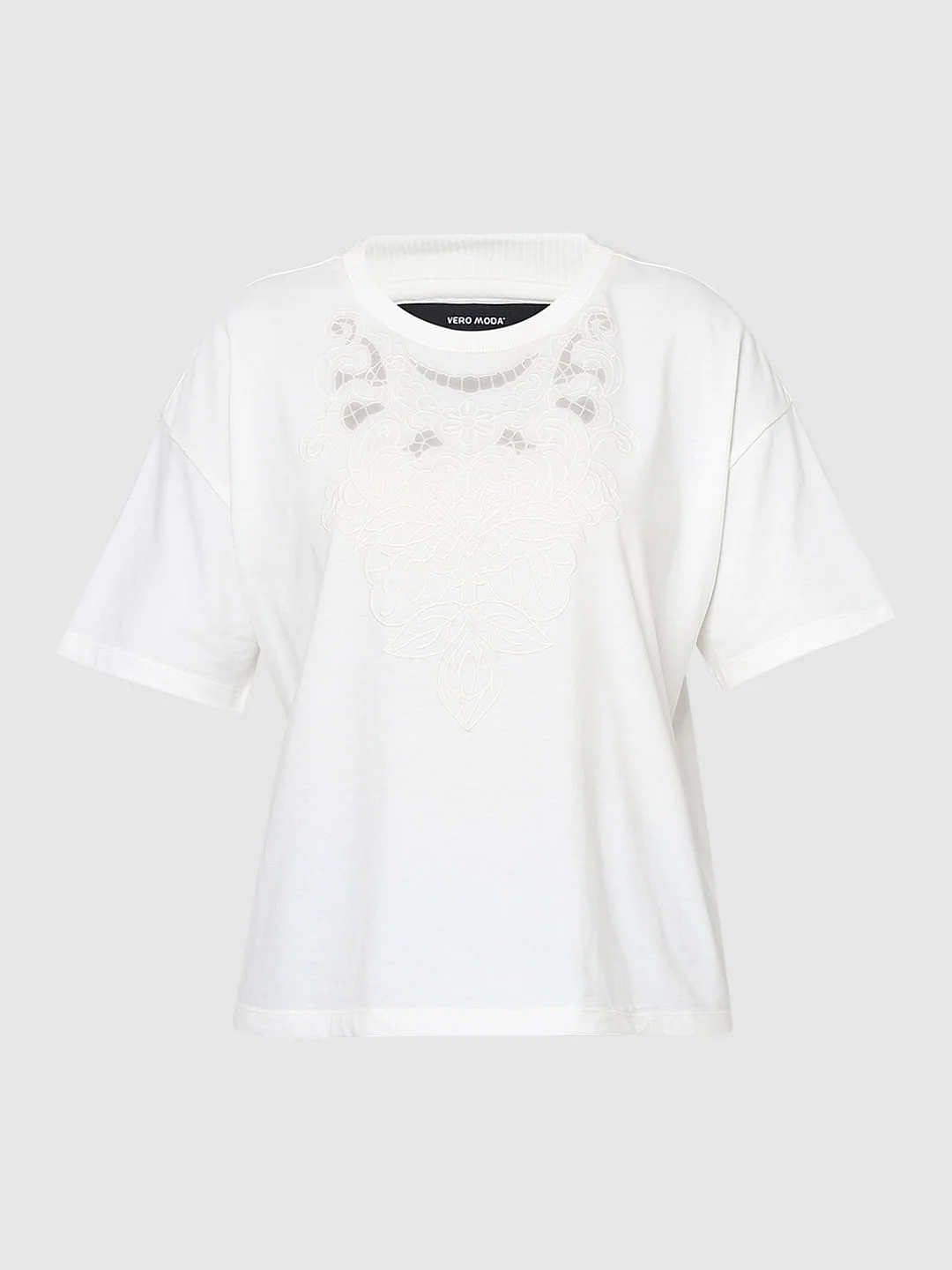 White Lace Detail T-Shirt - Image 7