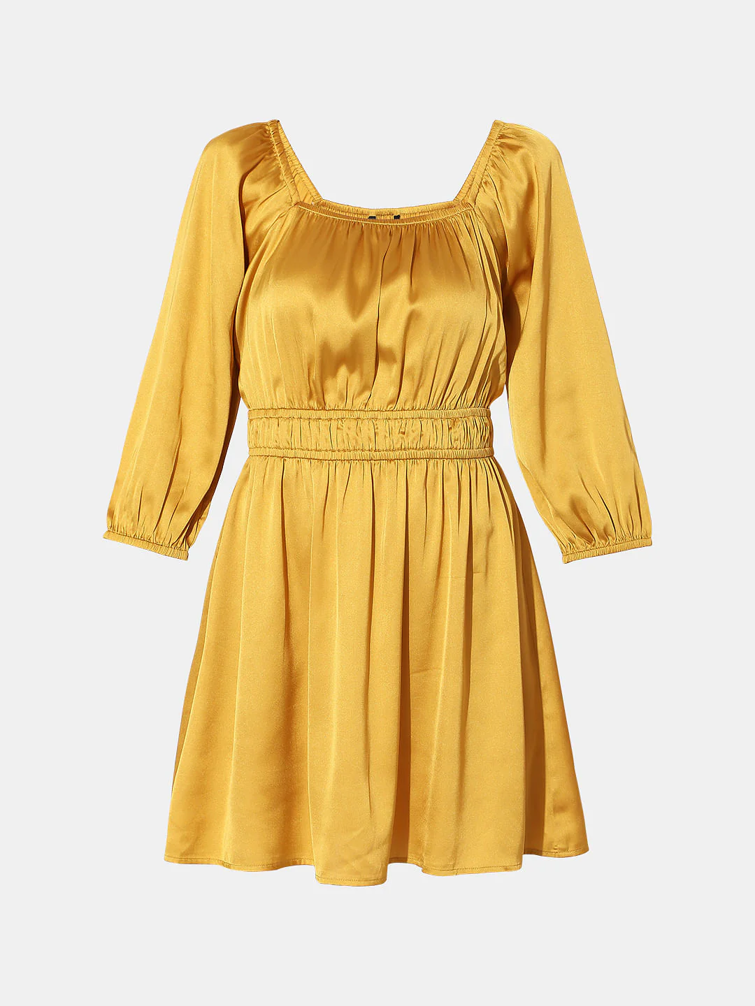 Golden Satin Fit & Flare Dress - Image 7