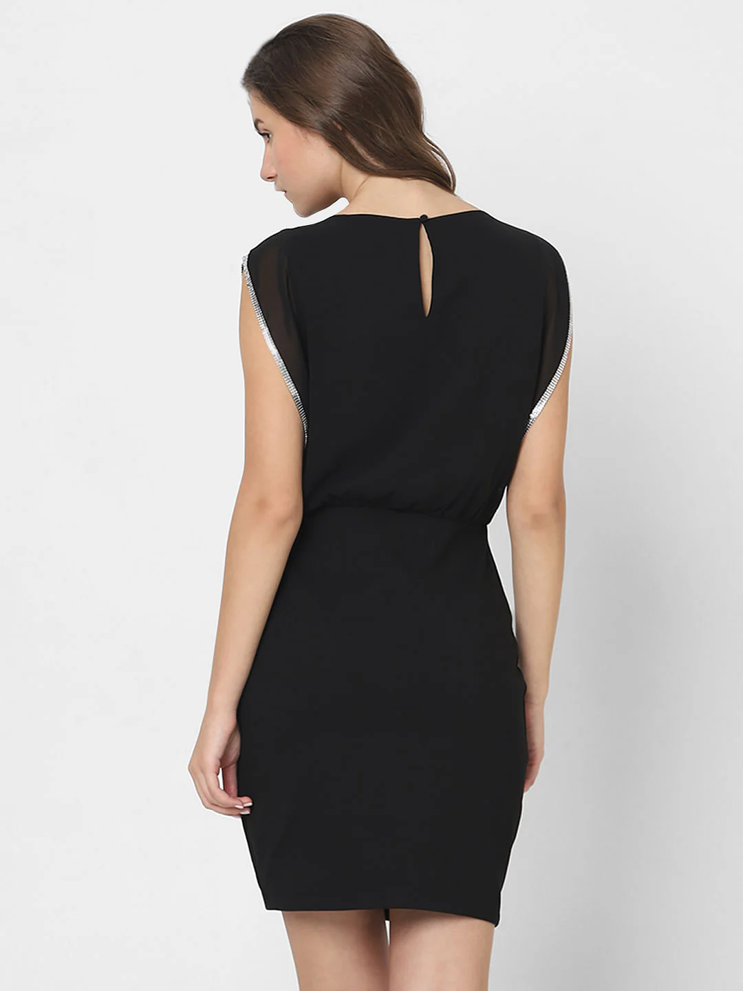 Black Embellished Fitted Dress - Image 4