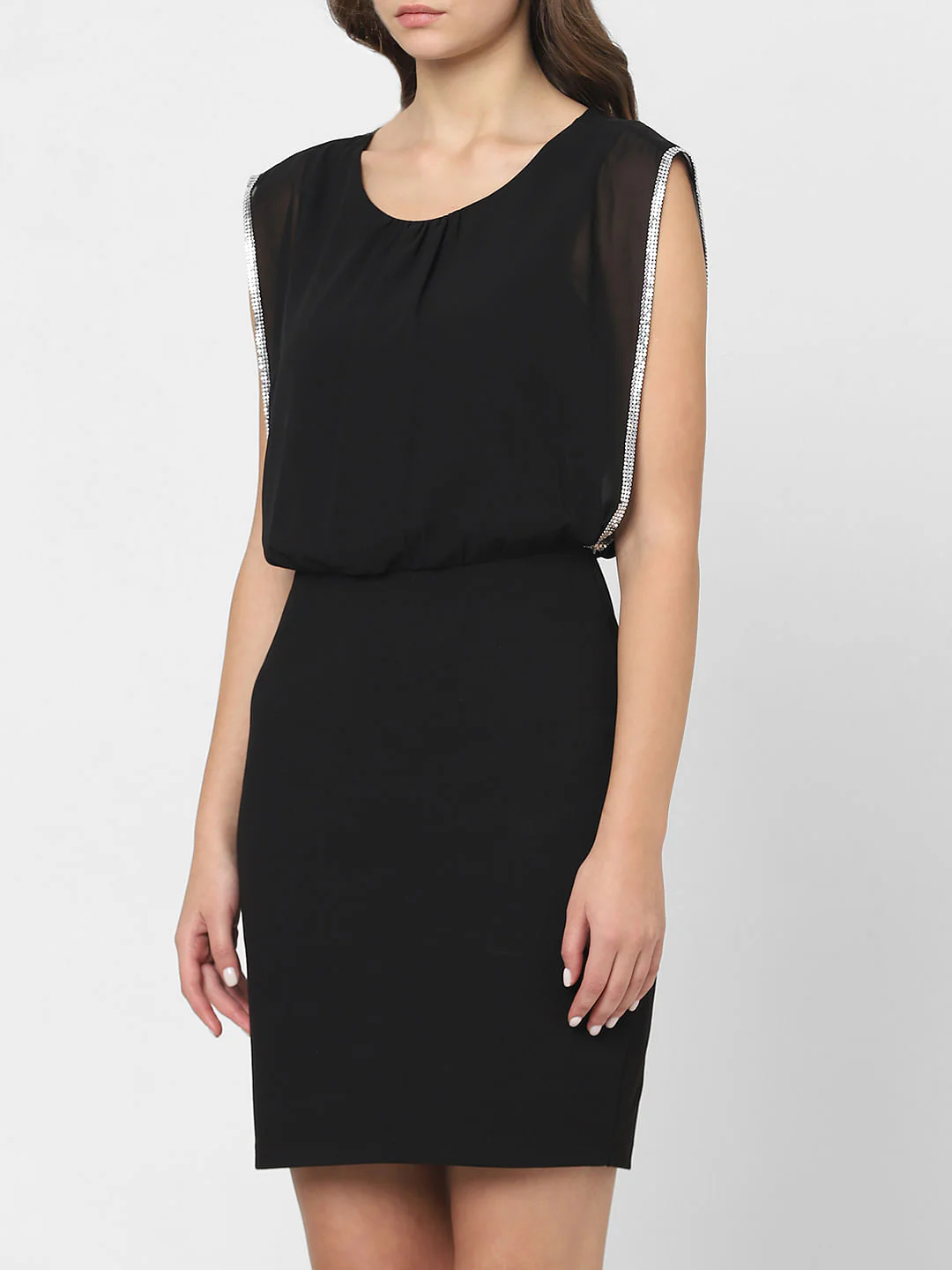 Black Embellished Fitted Dress - Image 6