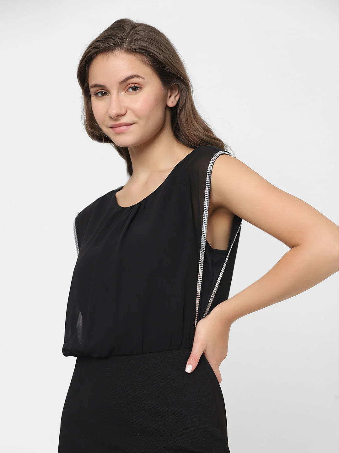 Black Embellished Fitted Dress - Image 8