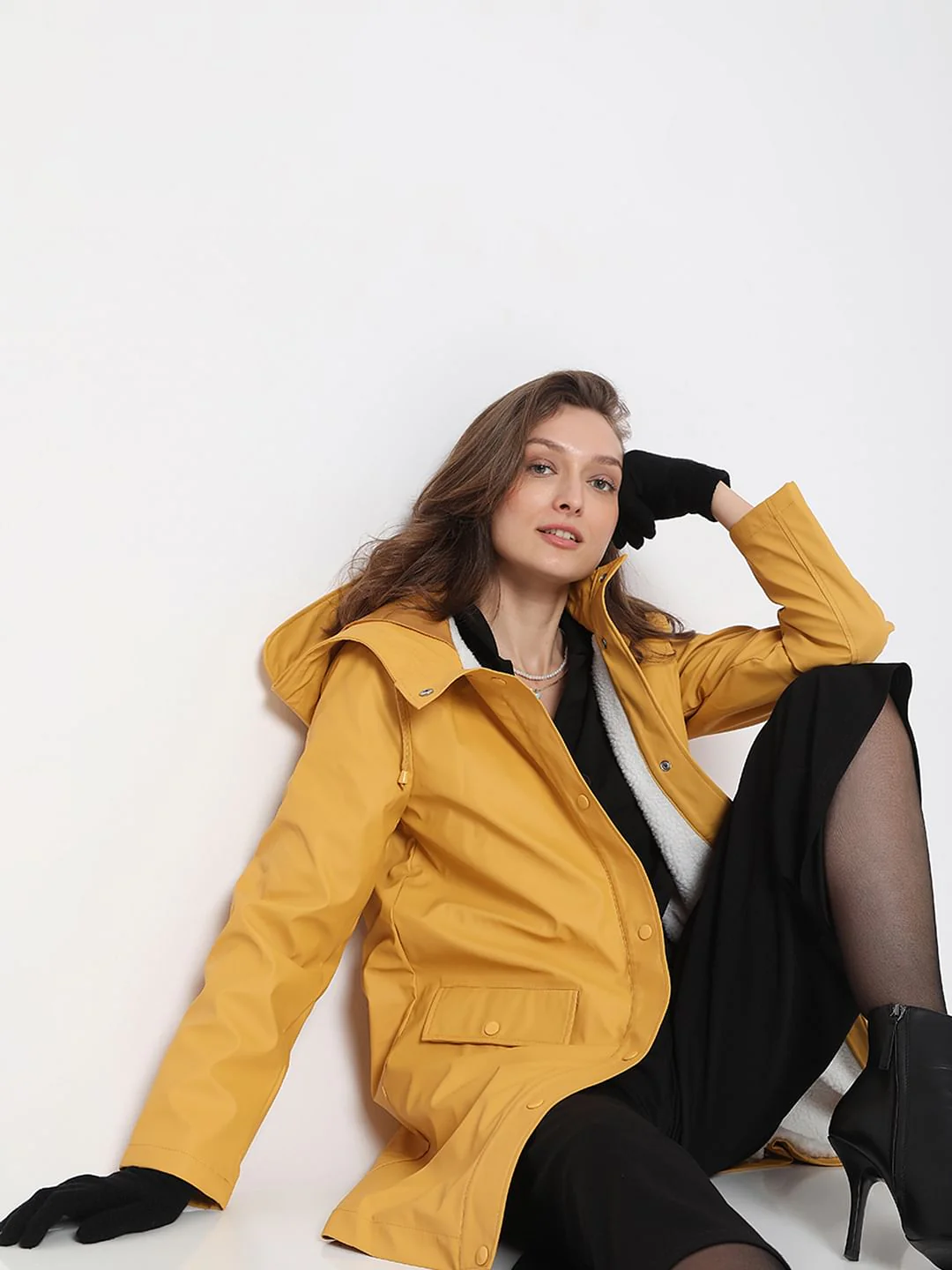 Yellow Teddy Hooded Jacket