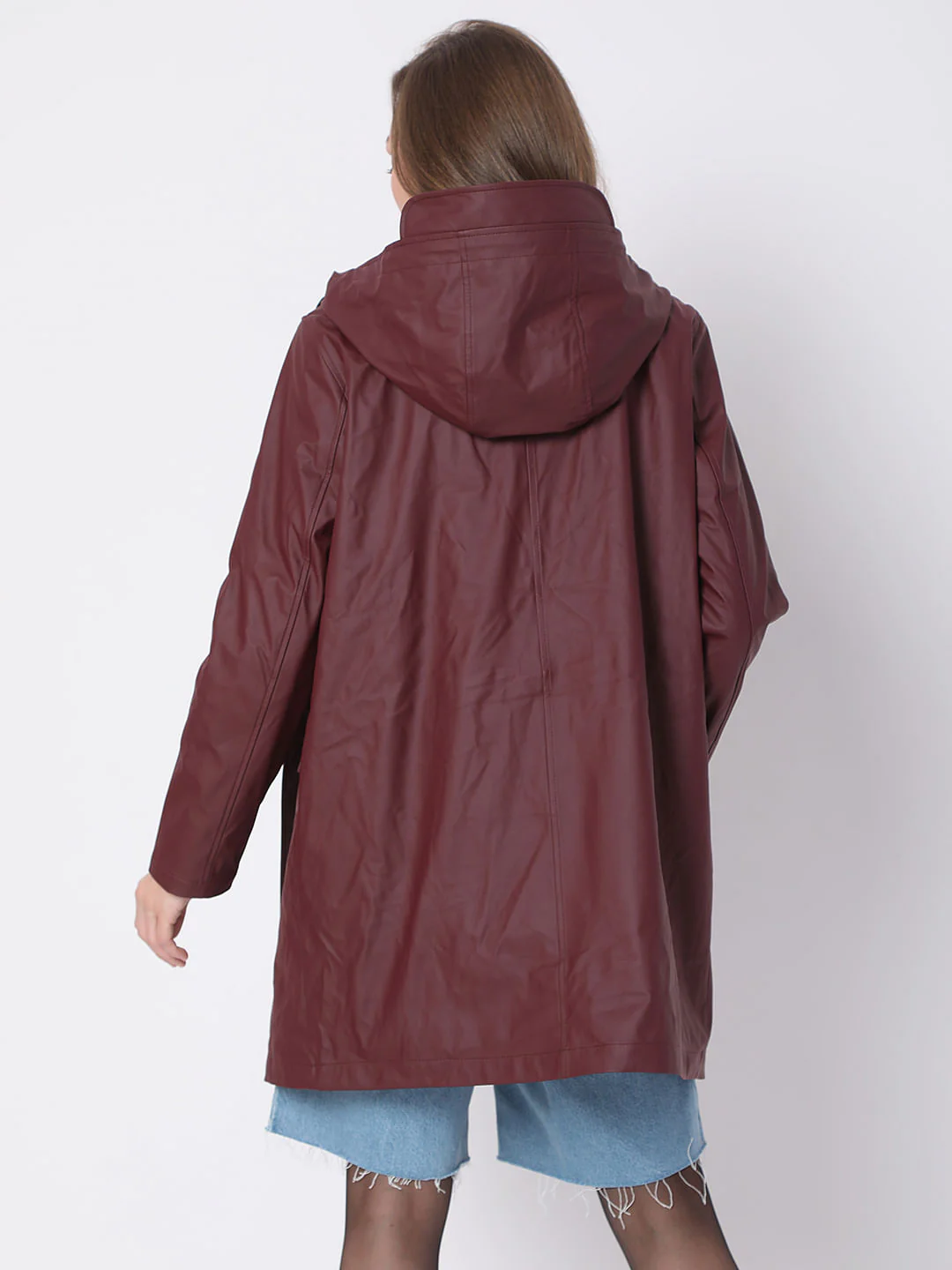 Burgundy Hooded Teddy Coat - Image 4
