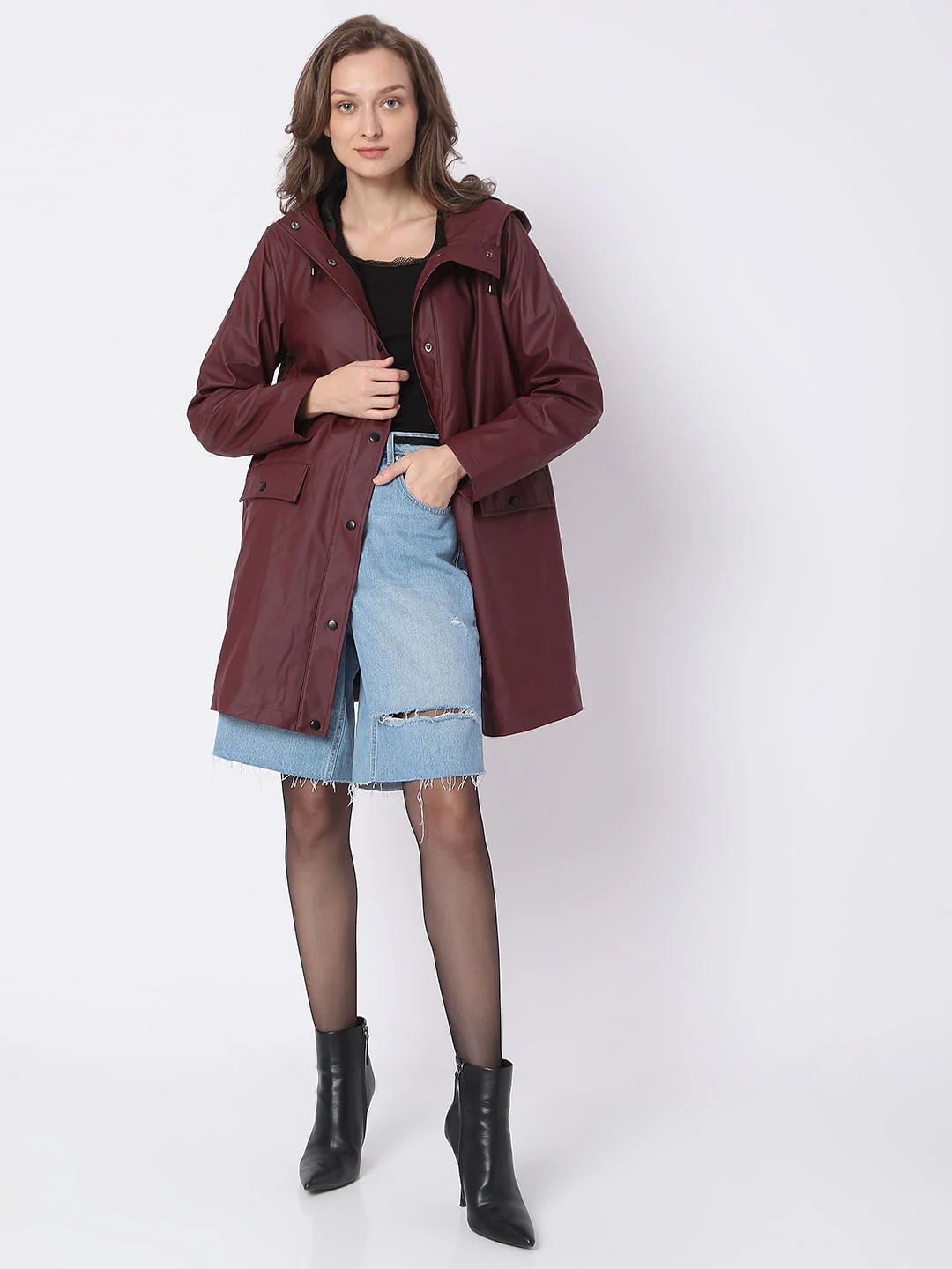 Burgundy Hooded Teddy Coat - Image 5