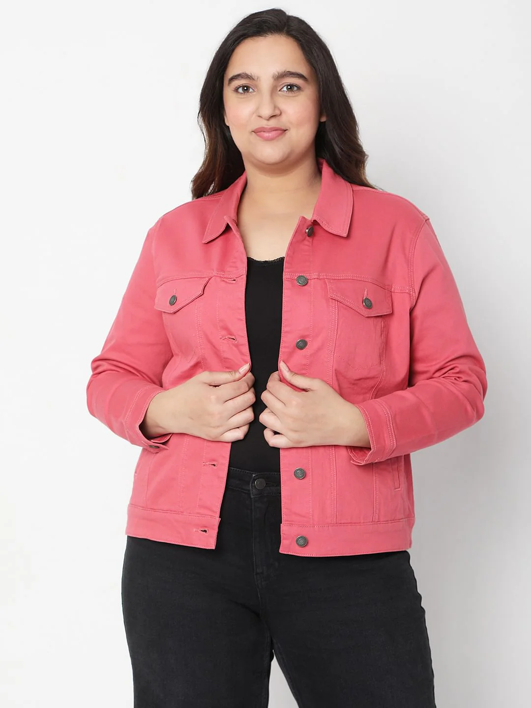 Curve Pink Denim Jacket - Image 2