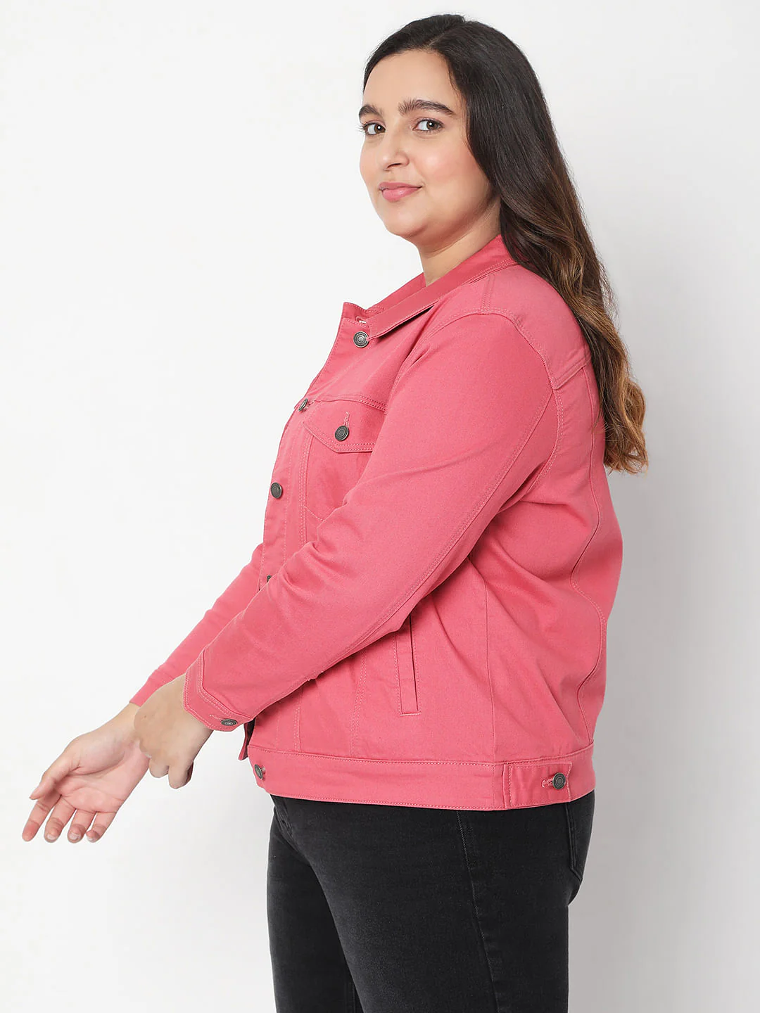 Curve Pink Denim Jacket - Image 3