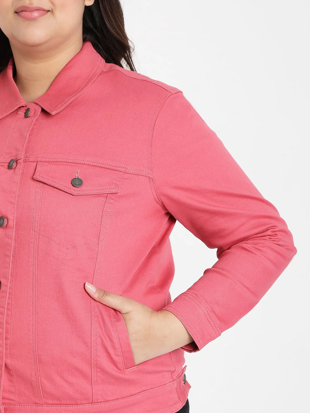 Curve Pink Denim Jacket - Image 6