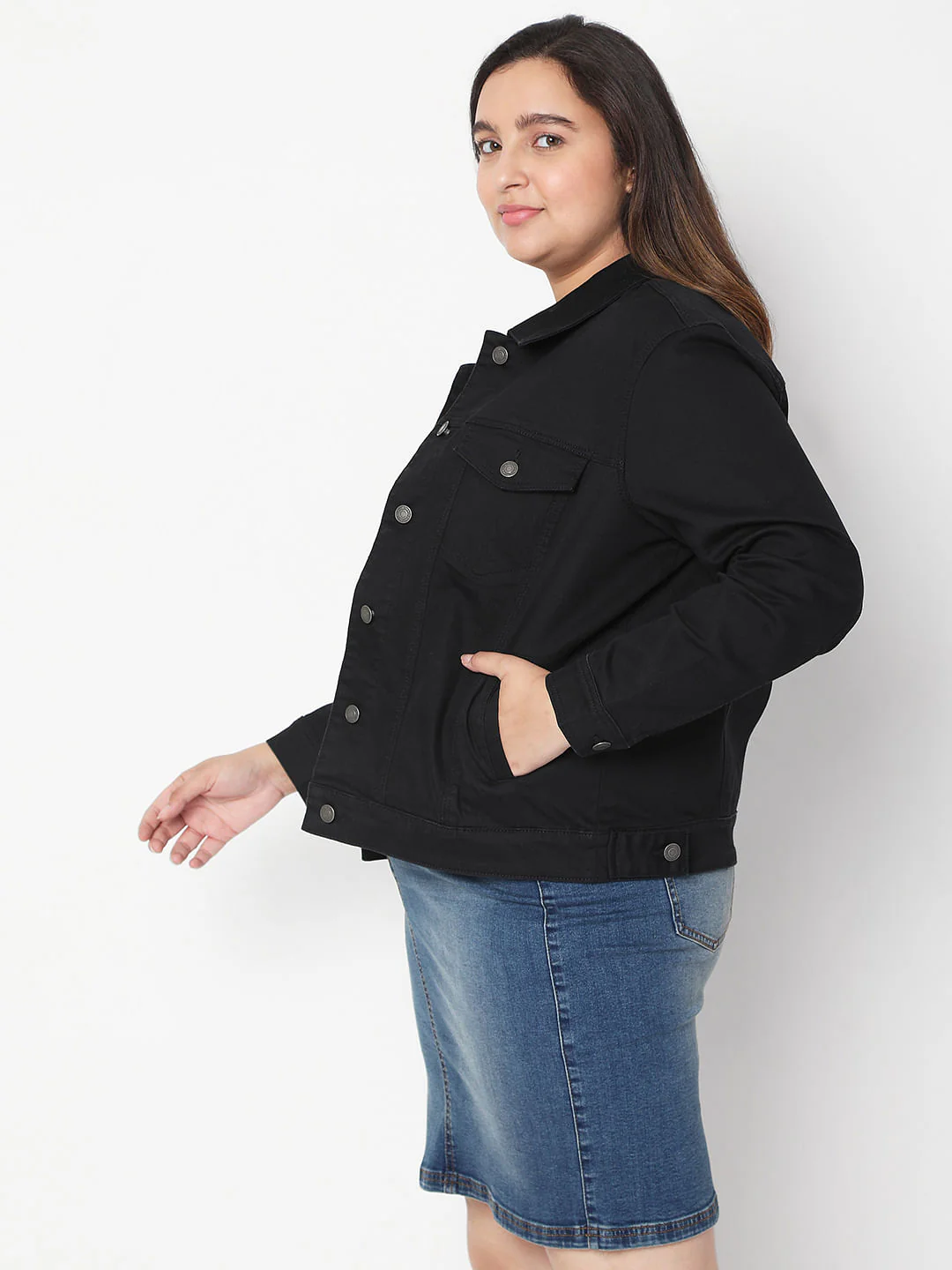 Curve Black Denim Jacket - Image 3