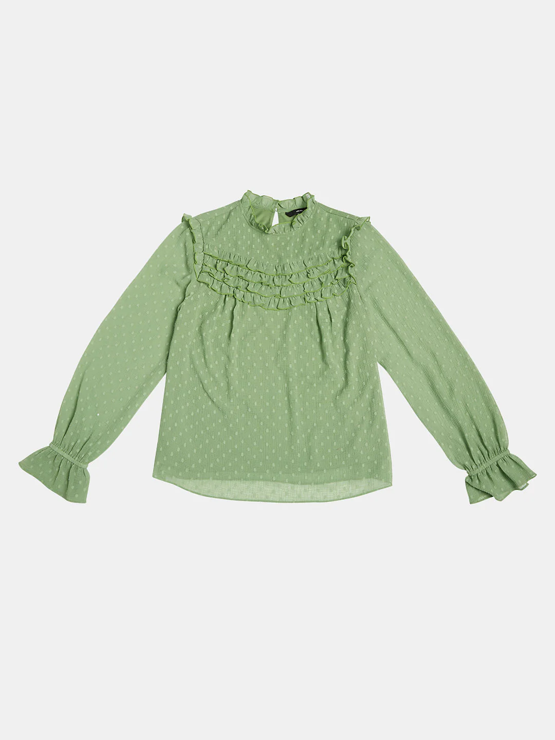 Green Polka Dot Ruffle Top - Image 7