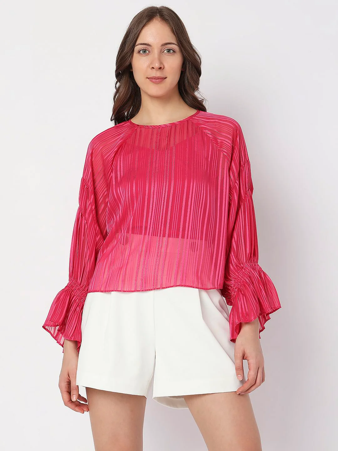 Pink Lurex Striped Top - Image 2