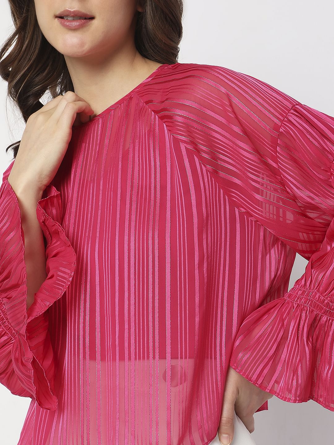 Pink Lurex Striped Top - Image 6