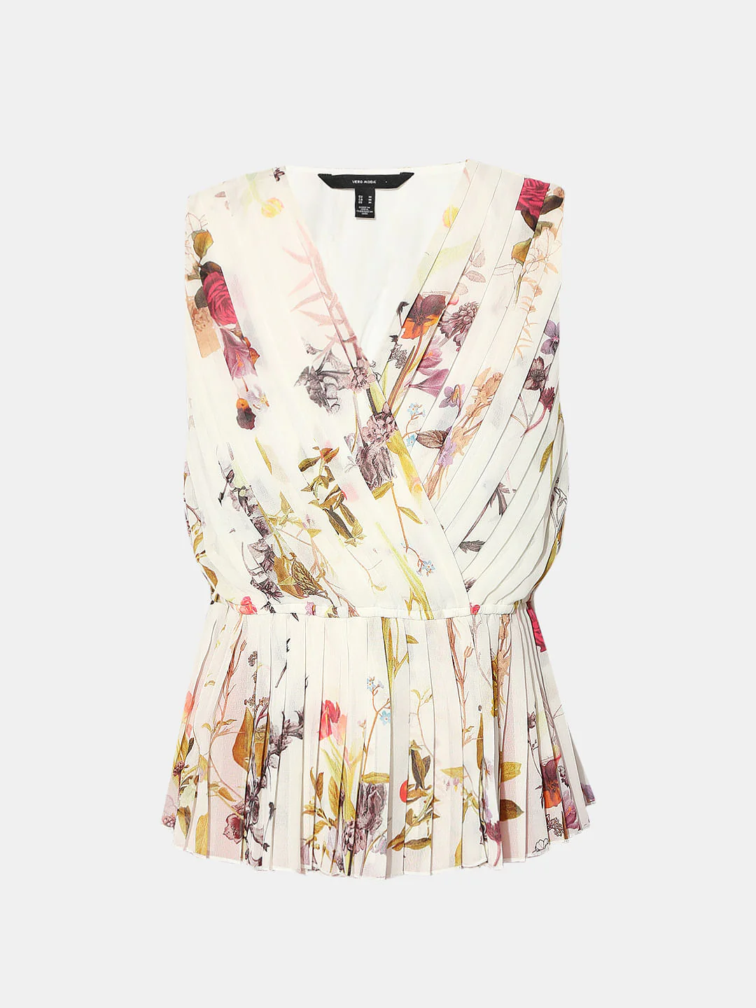 Beige Floral Pleated Top - Image 7