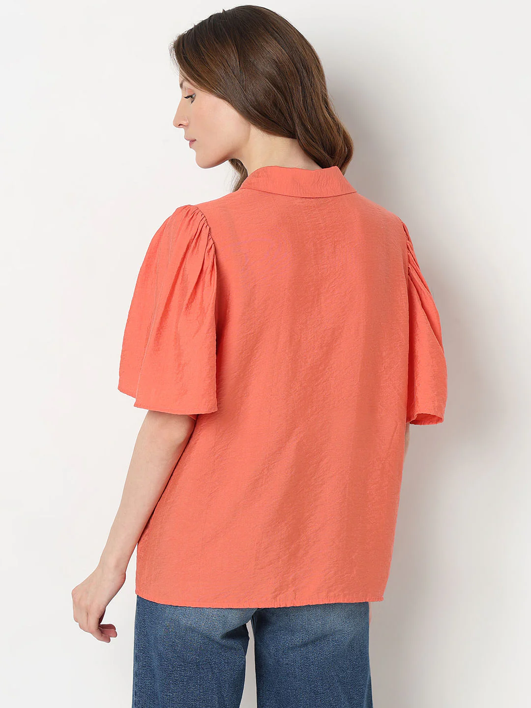 Orange Flared Sleeves Shirt - Image 4