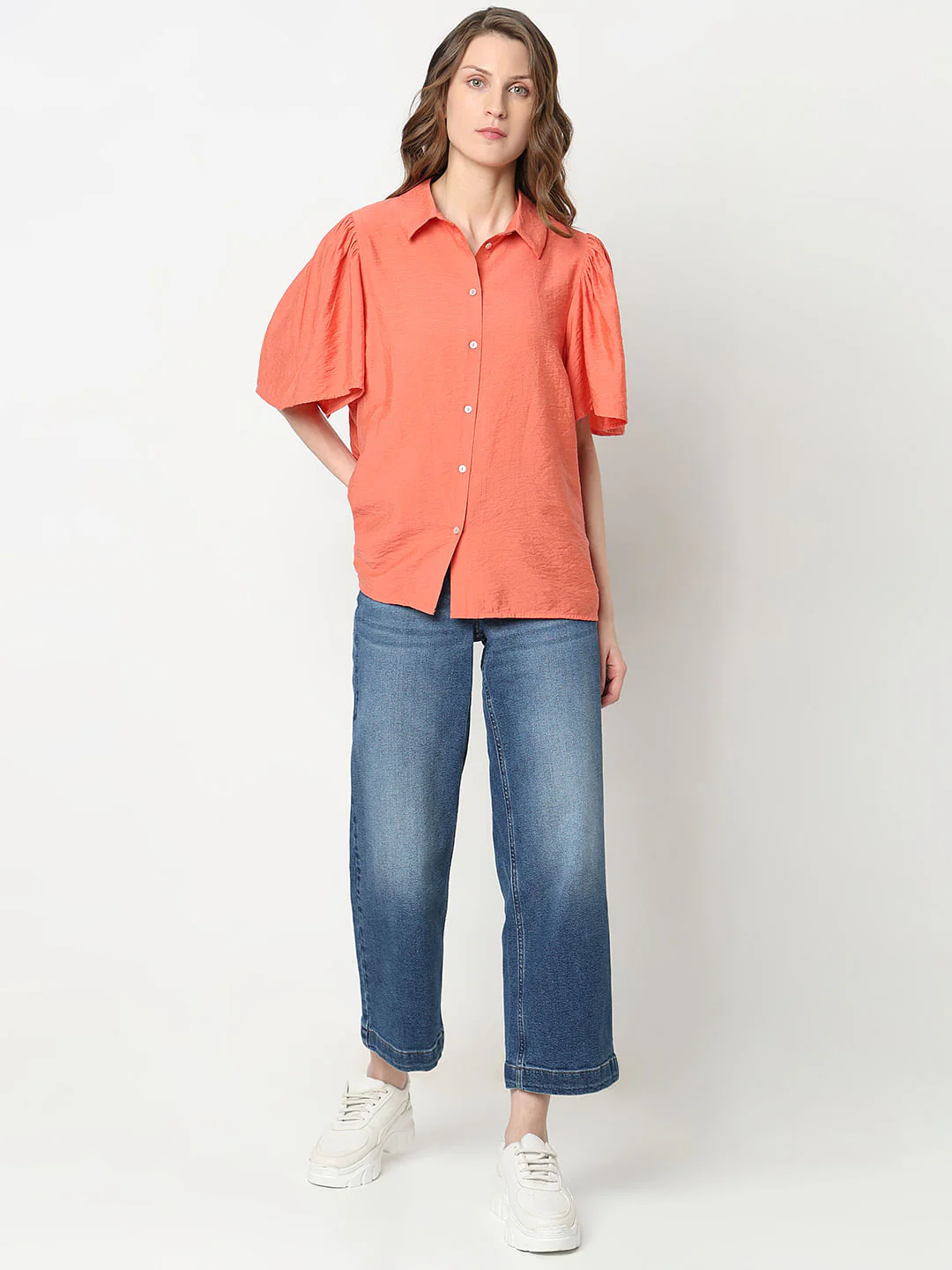 Orange Flared Sleeves Shirt - Image 5