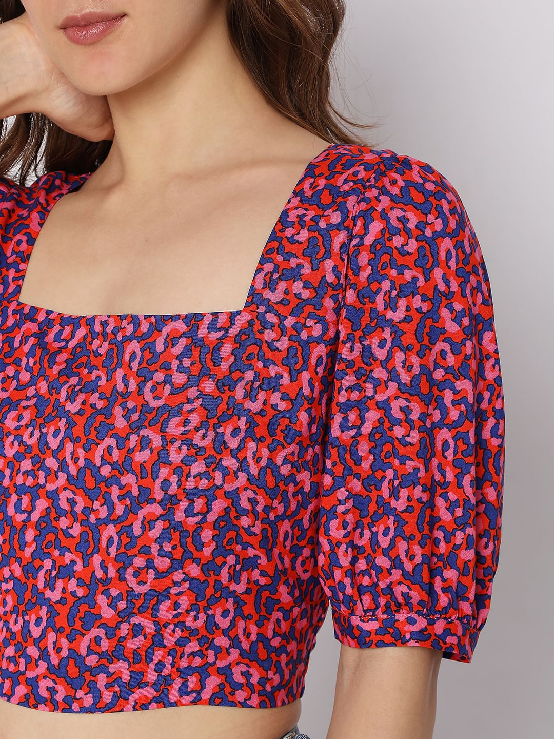 Pink Printed Co-Ord Set Crop Top - Image 6
