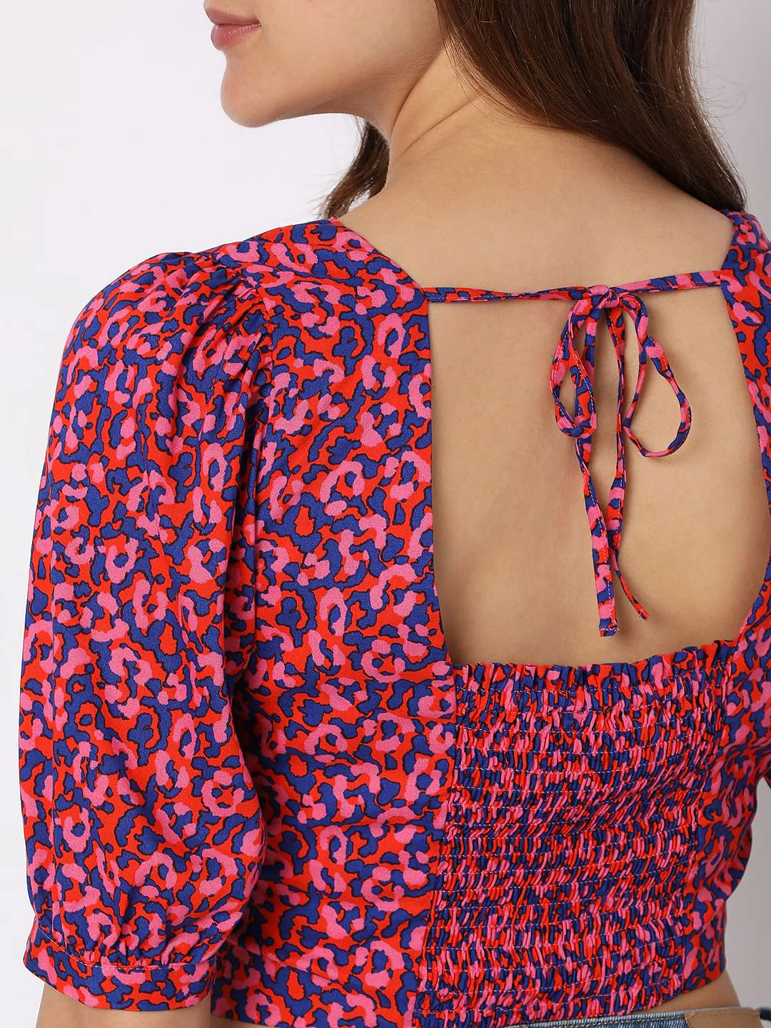 Pink Printed Co-Ord Set Crop Top - Image 7