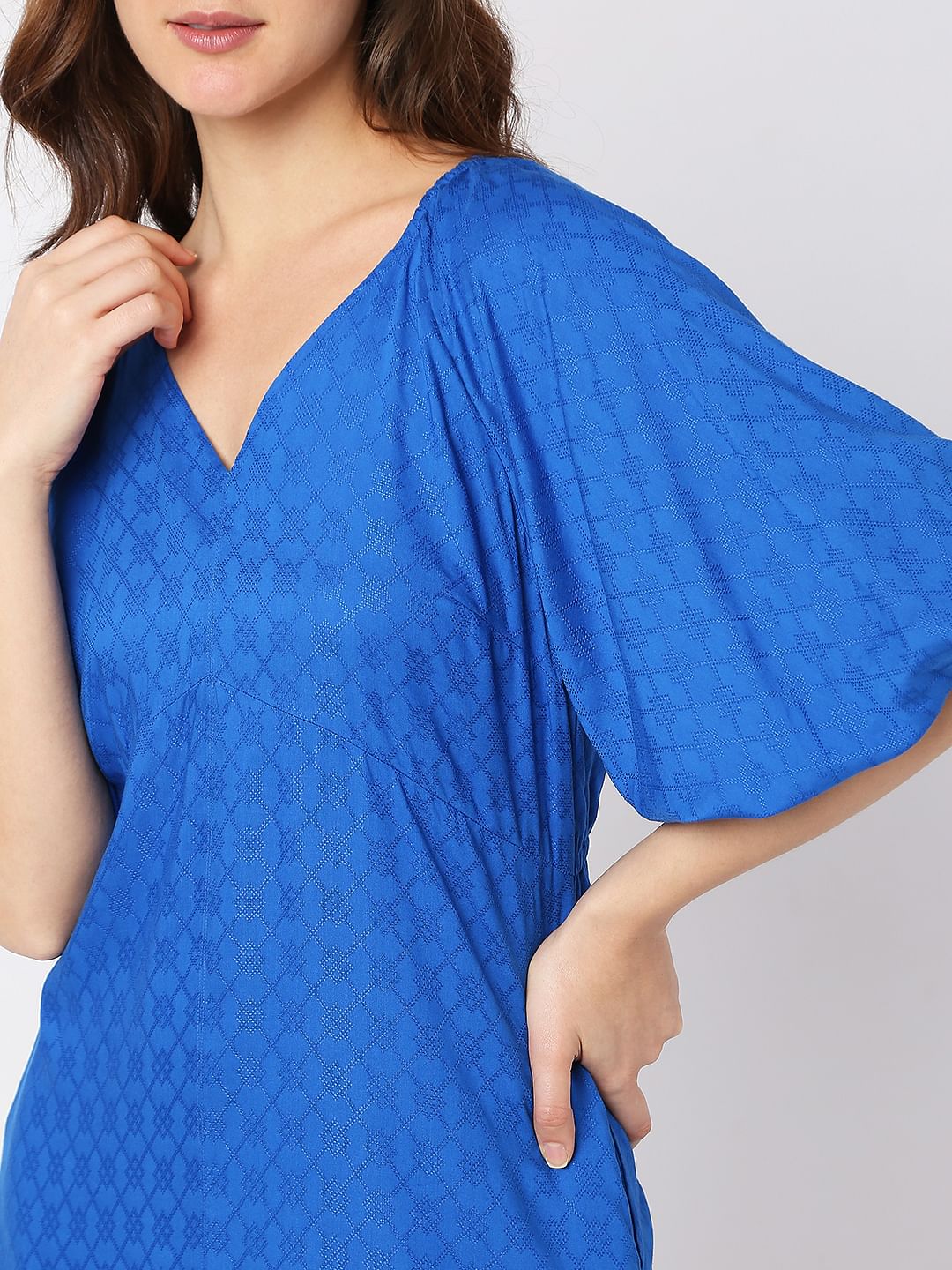 Blue Printed Mini Dress - Image 6