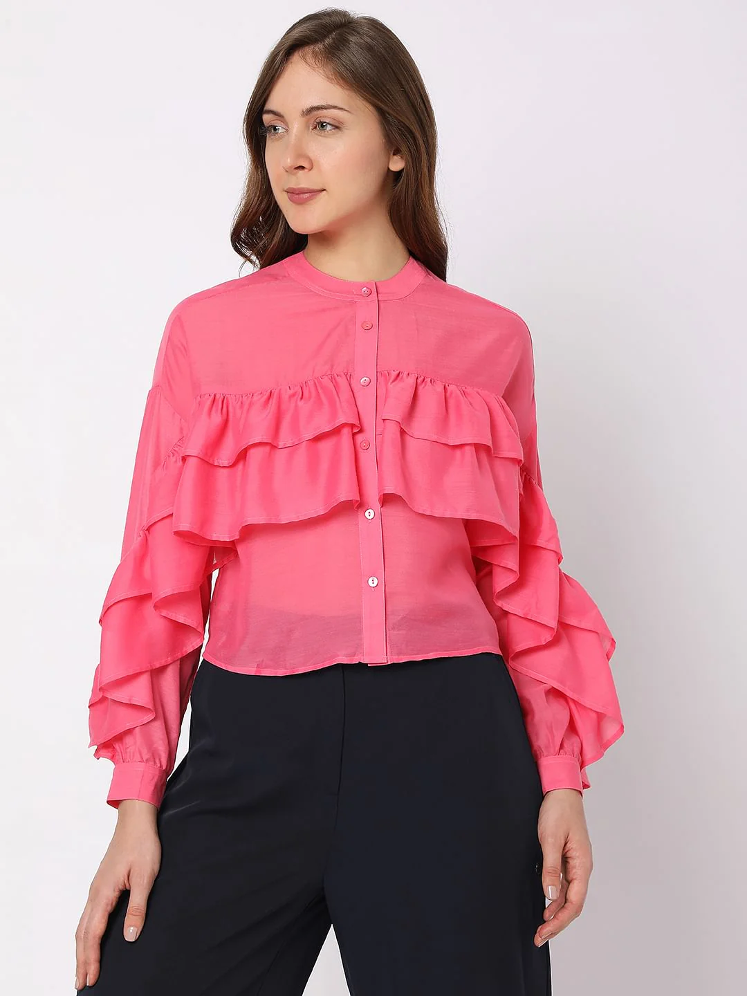 Bright Pink Ruffle Top - Image 2