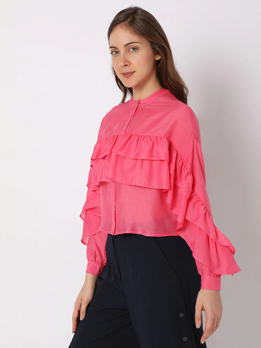 Bright Pink Ruffle Top - Image 3