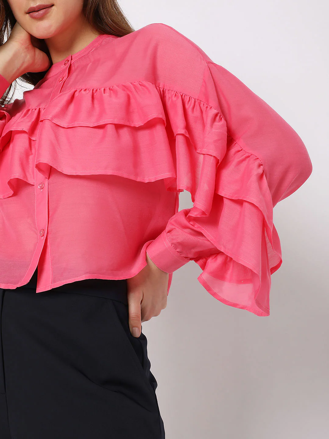 Bright Pink Ruffle Top - Image 6