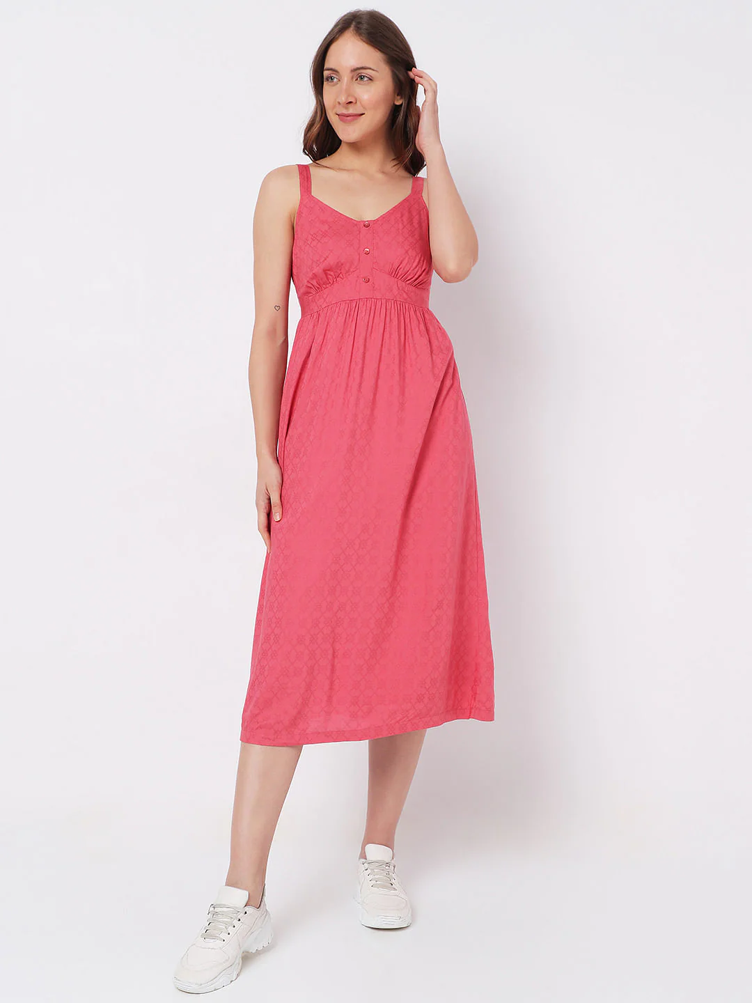 Pink Strappy Midi Dress - Image 2