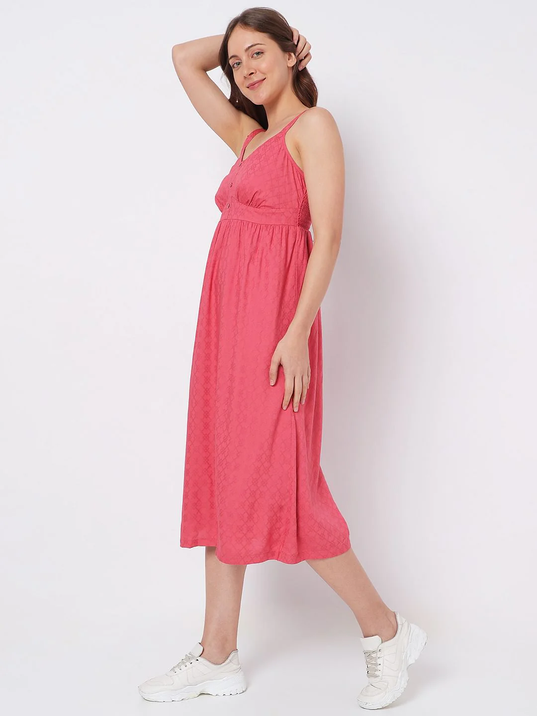 Pink Strappy Midi Dress - Image 3