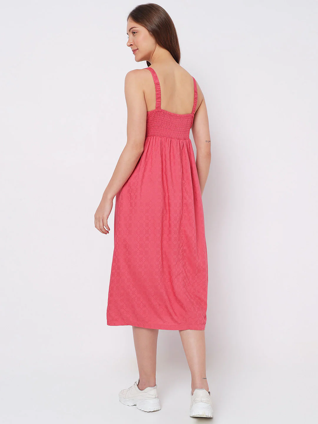 Pink Strappy Midi Dress - Image 4