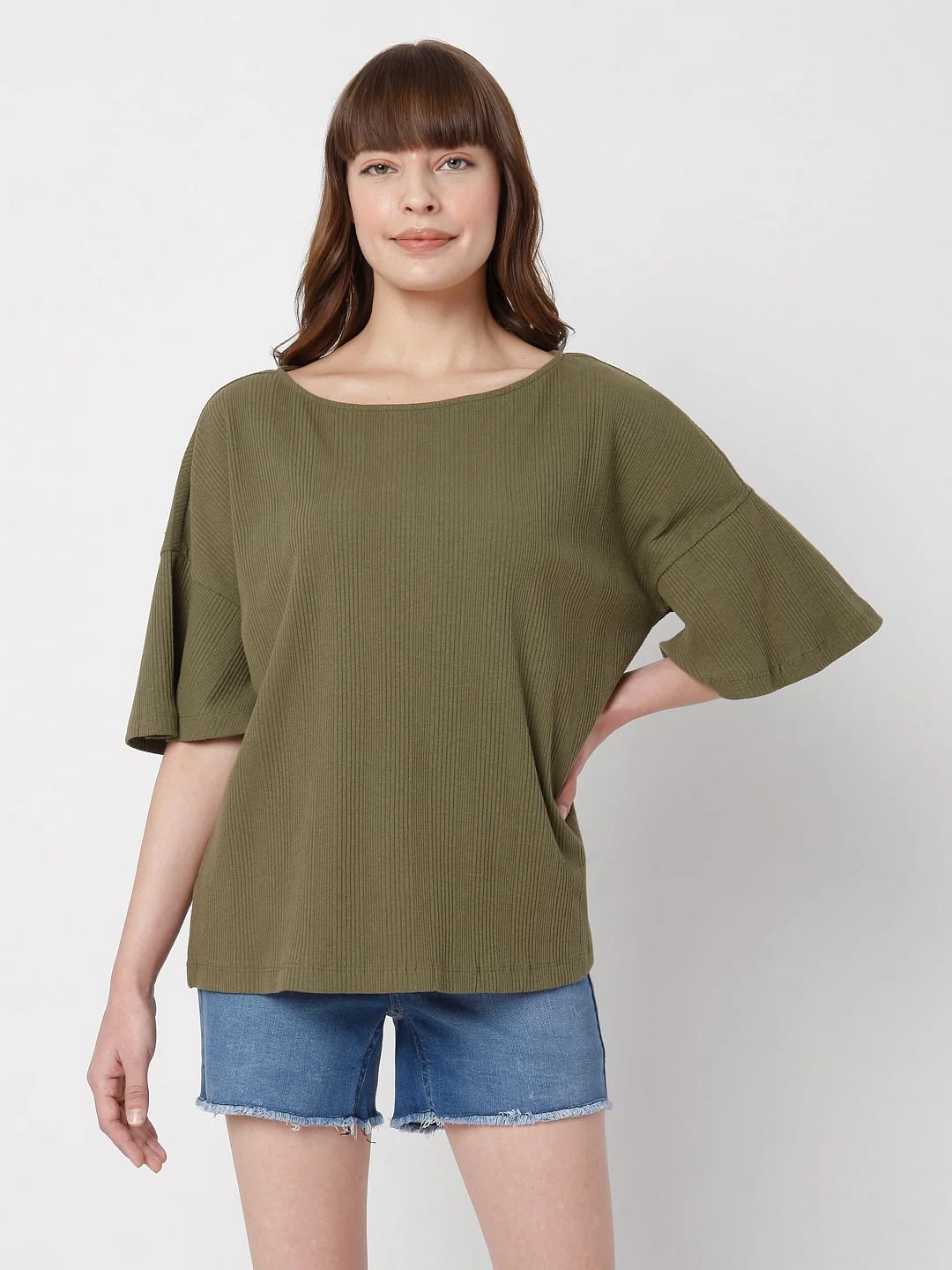 Green Drop Shoulder Top - Image 2