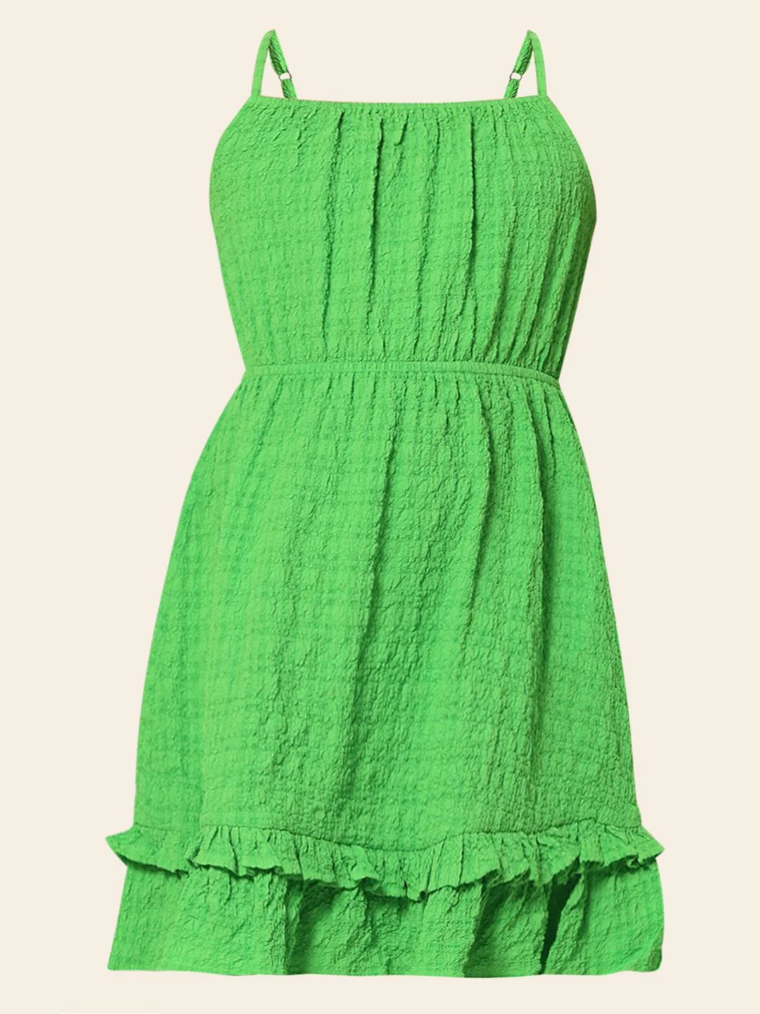 Green Crinkle Weave Fit & Flare Dress - Image 6