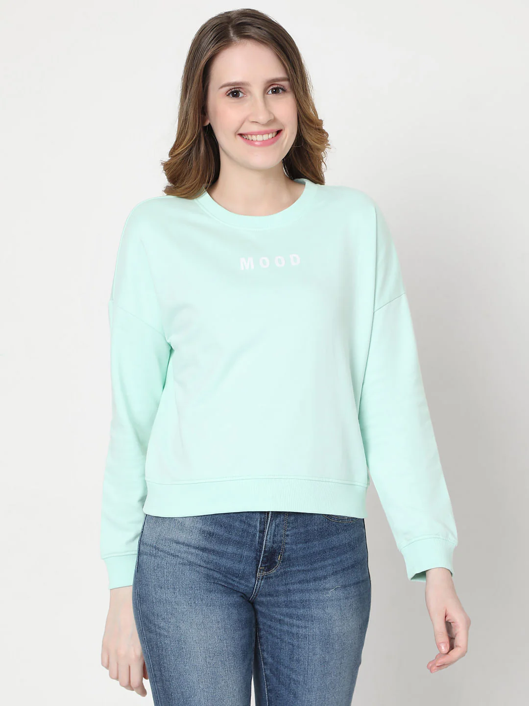 Light Blue Slogan Print Sweatshirt