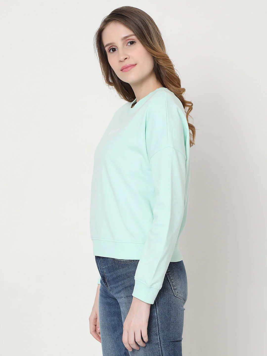Light Blue Slogan Print Sweatshirt - Image 2