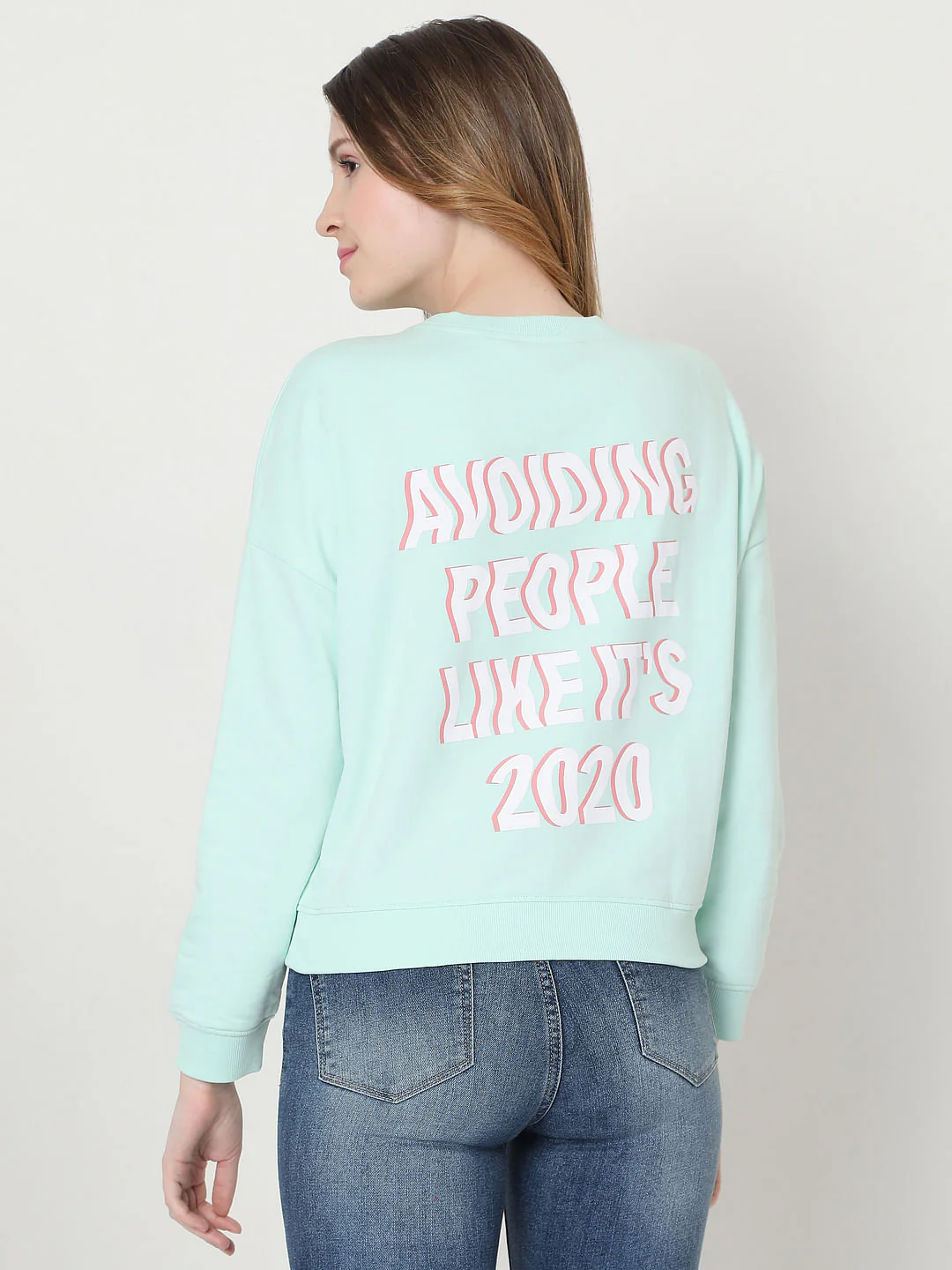 Light Blue Slogan Print Sweatshirt - Image 3