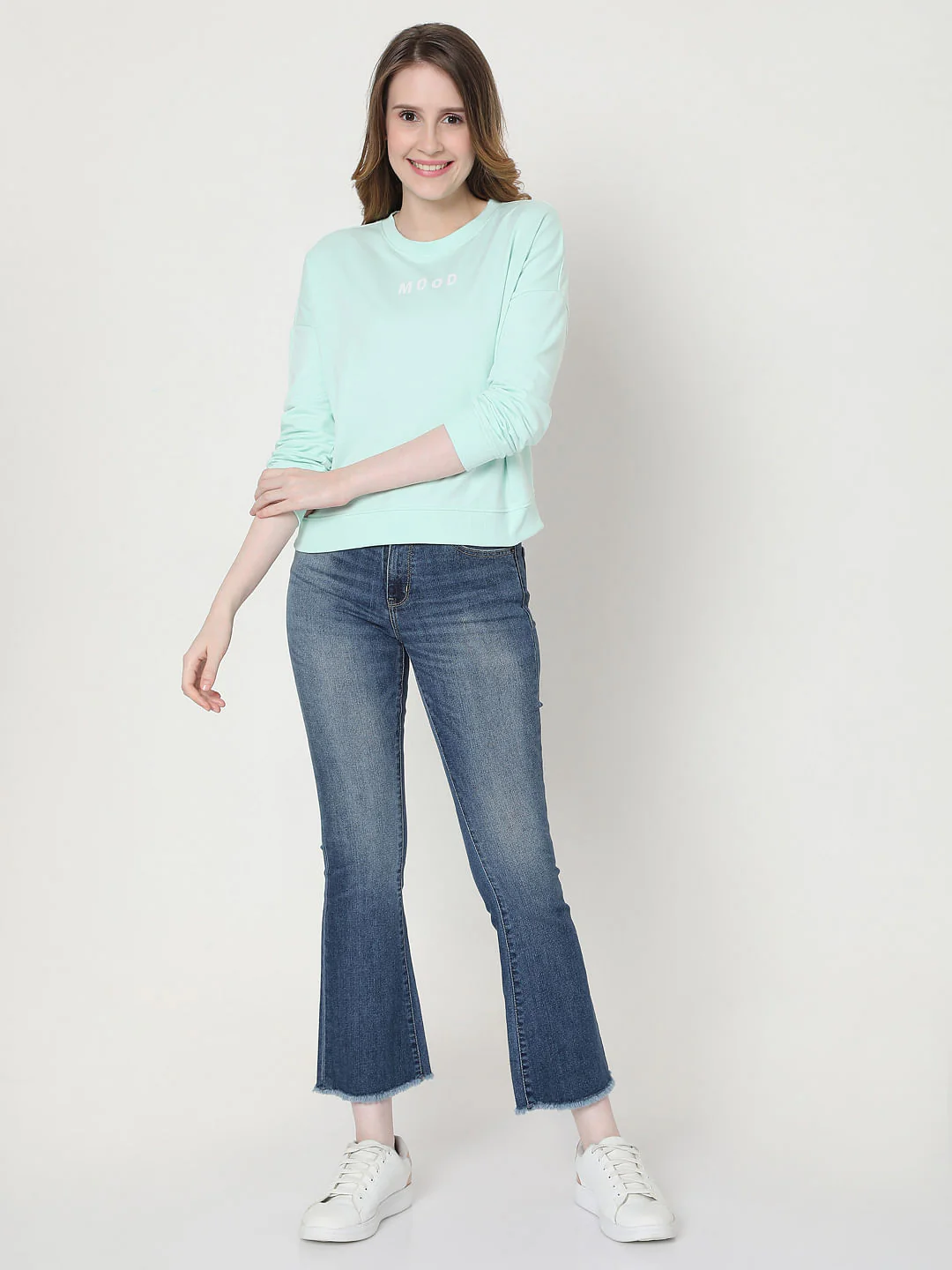 Light Blue Slogan Print Sweatshirt - Image 4