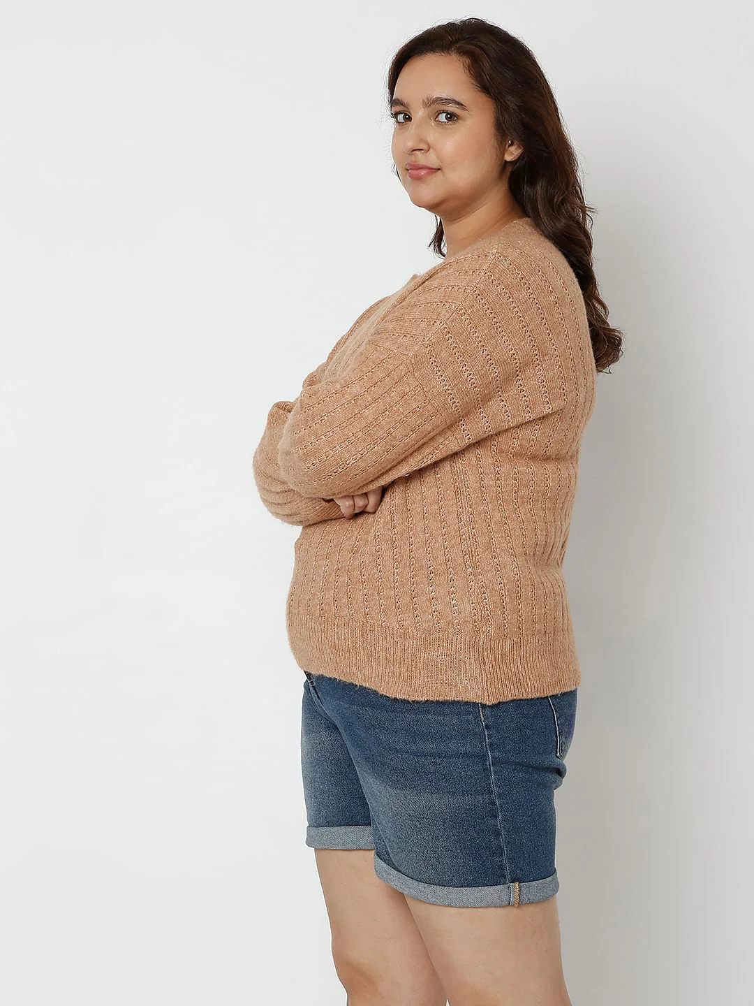 Curve Brown Drop Shoulder Pullover - Image 3