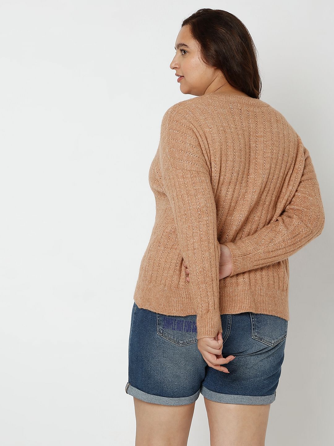 Curve Brown Drop Shoulder Pullover - Image 4