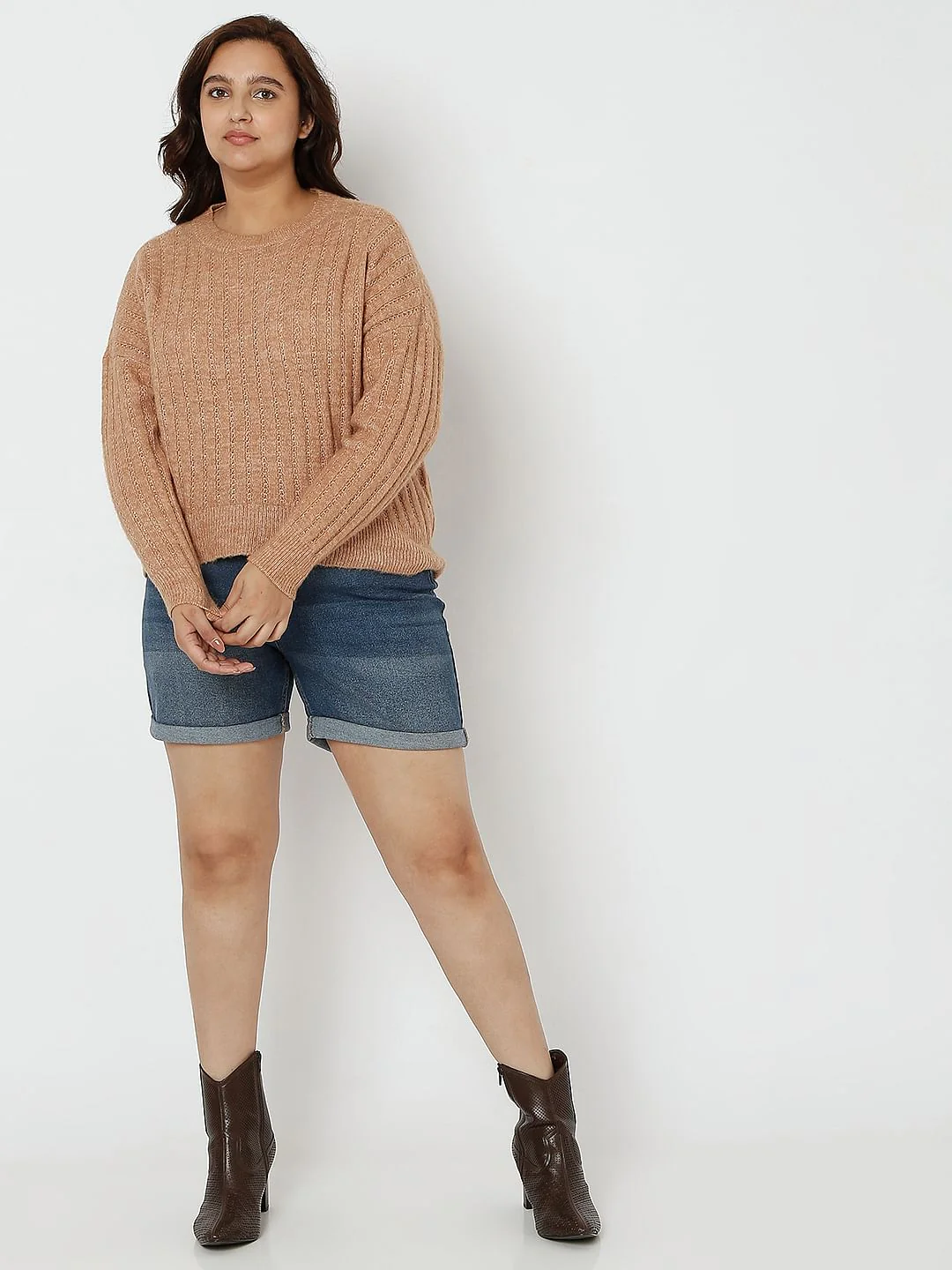 Curve Brown Drop Shoulder Pullover - Image 5