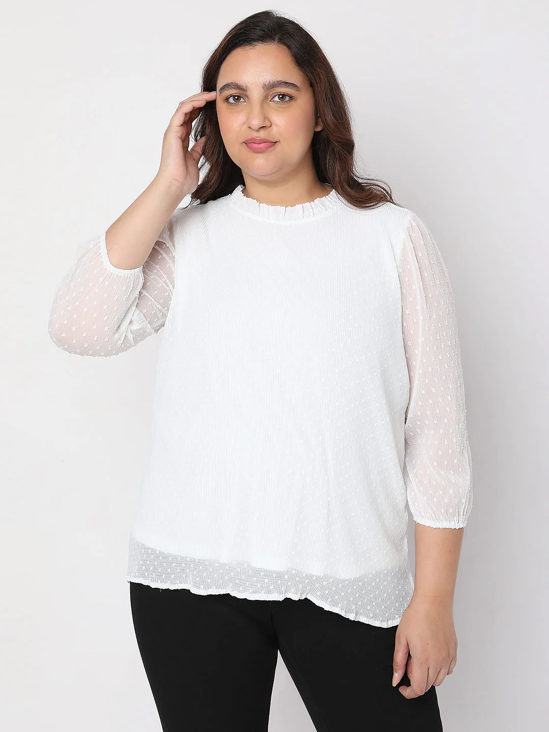 Curve White Printed Top - Image 2