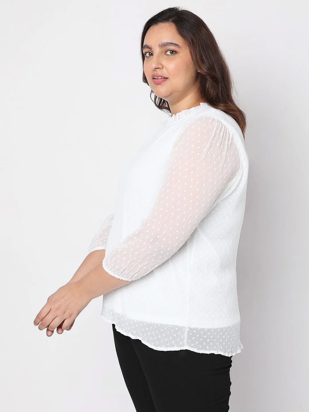 Curve White Printed Top - Image 3