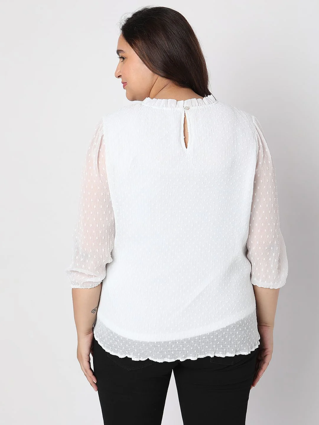 Curve White Printed Top - Image 4