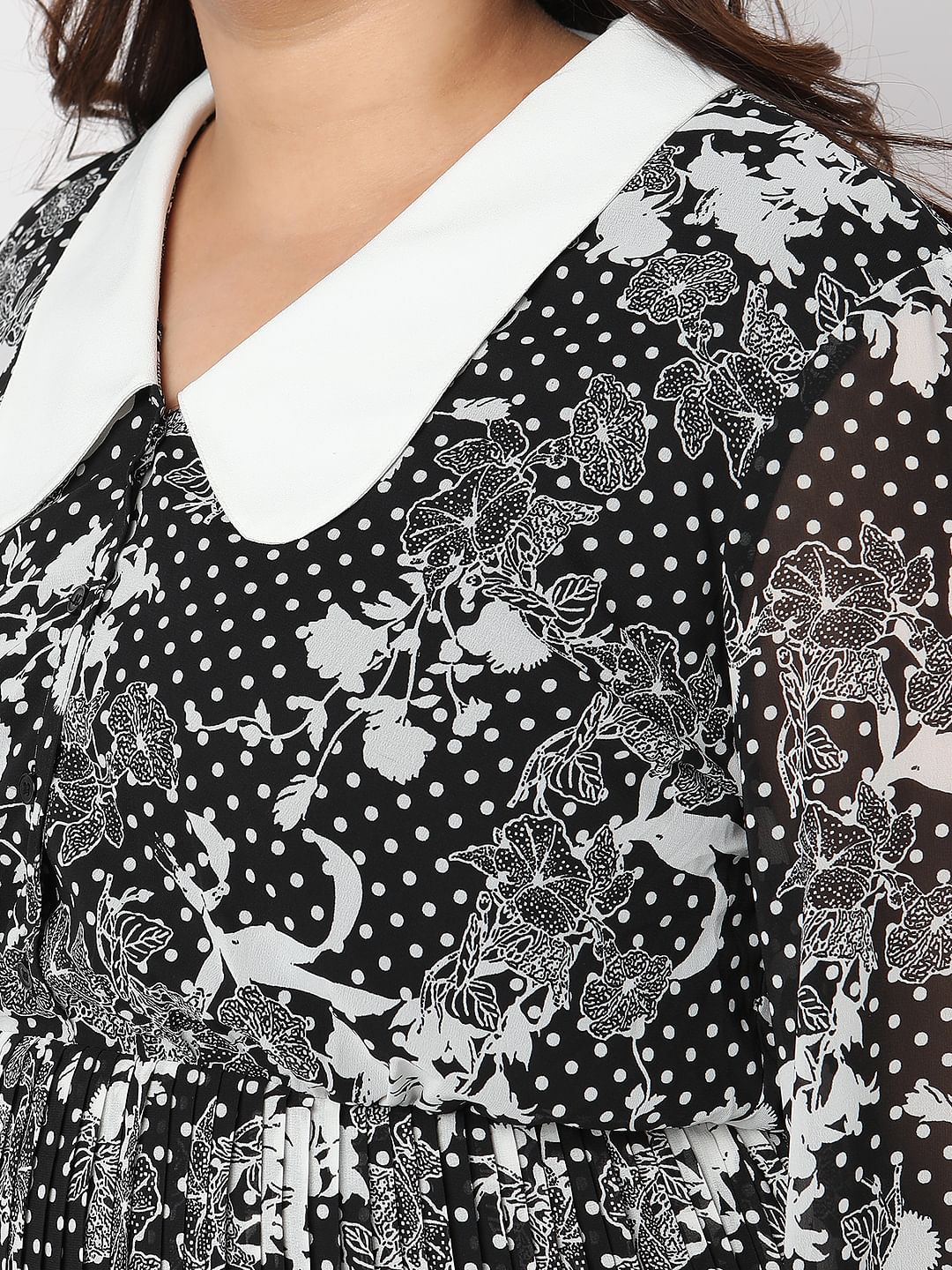 Curve Black Floral Fit & Flare Dress - Image 8