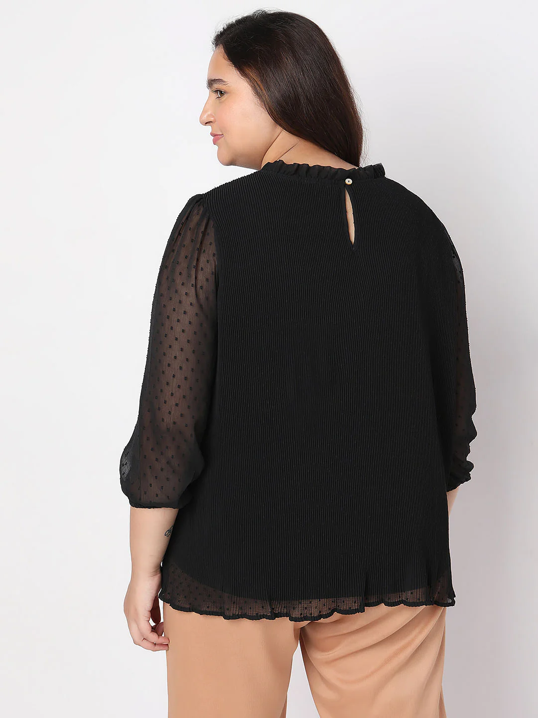 Curve Black Ruffle Detail Top - Image 4