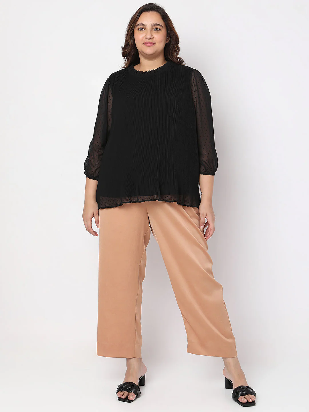 Curve Black Ruffle Detail Top - Image 5
