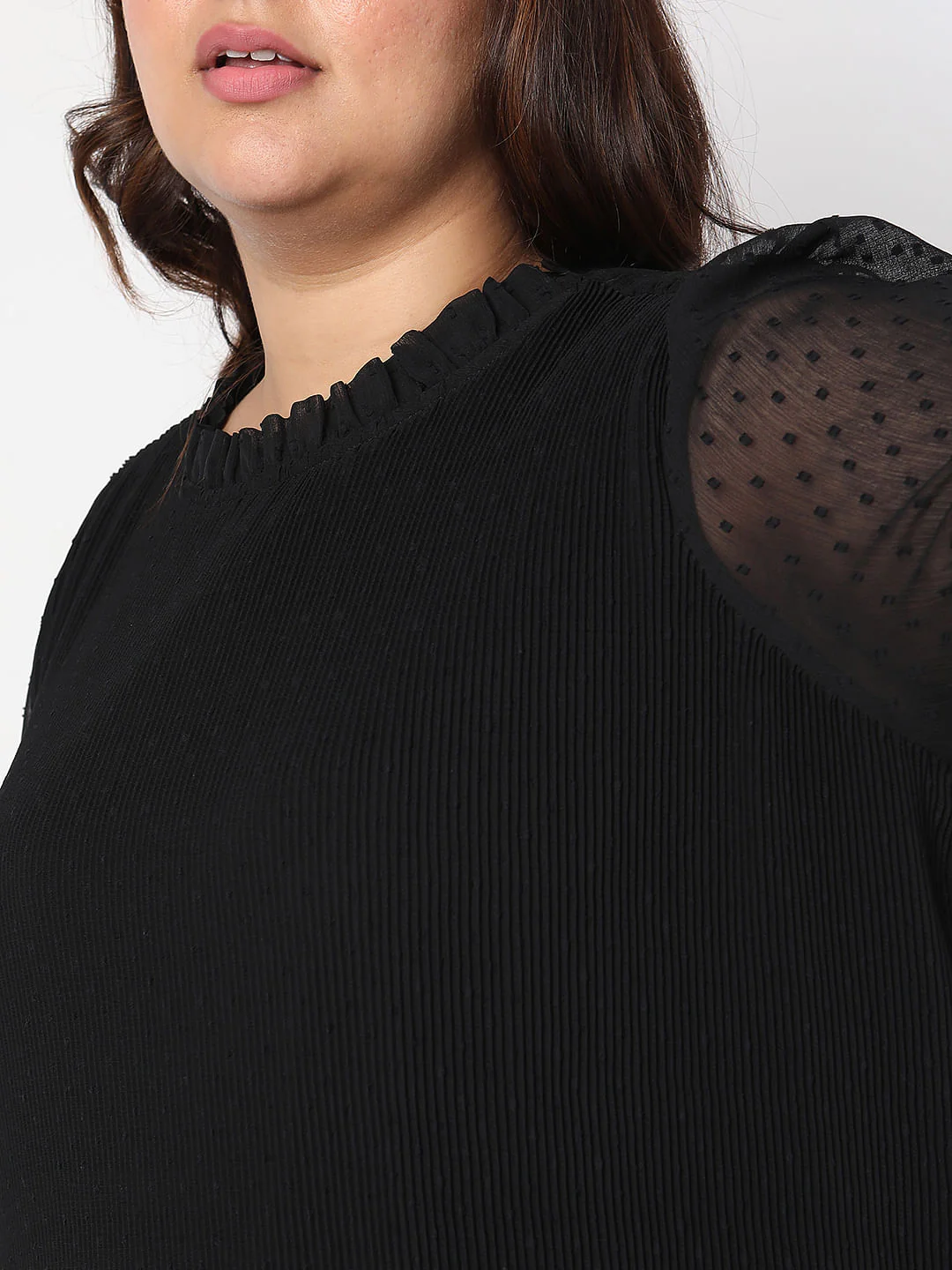 Curve Black Ruffle Detail Top - Image 6