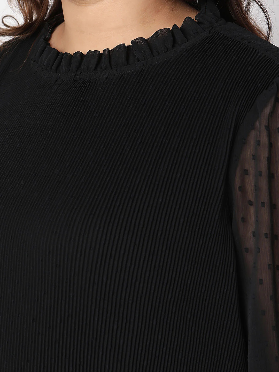 Curve Black Ruffle Detail Top - Image 8