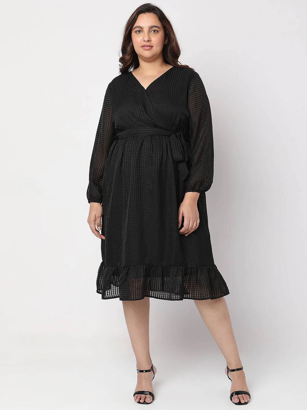 Curve Black Printed Midi Dress - Image 2