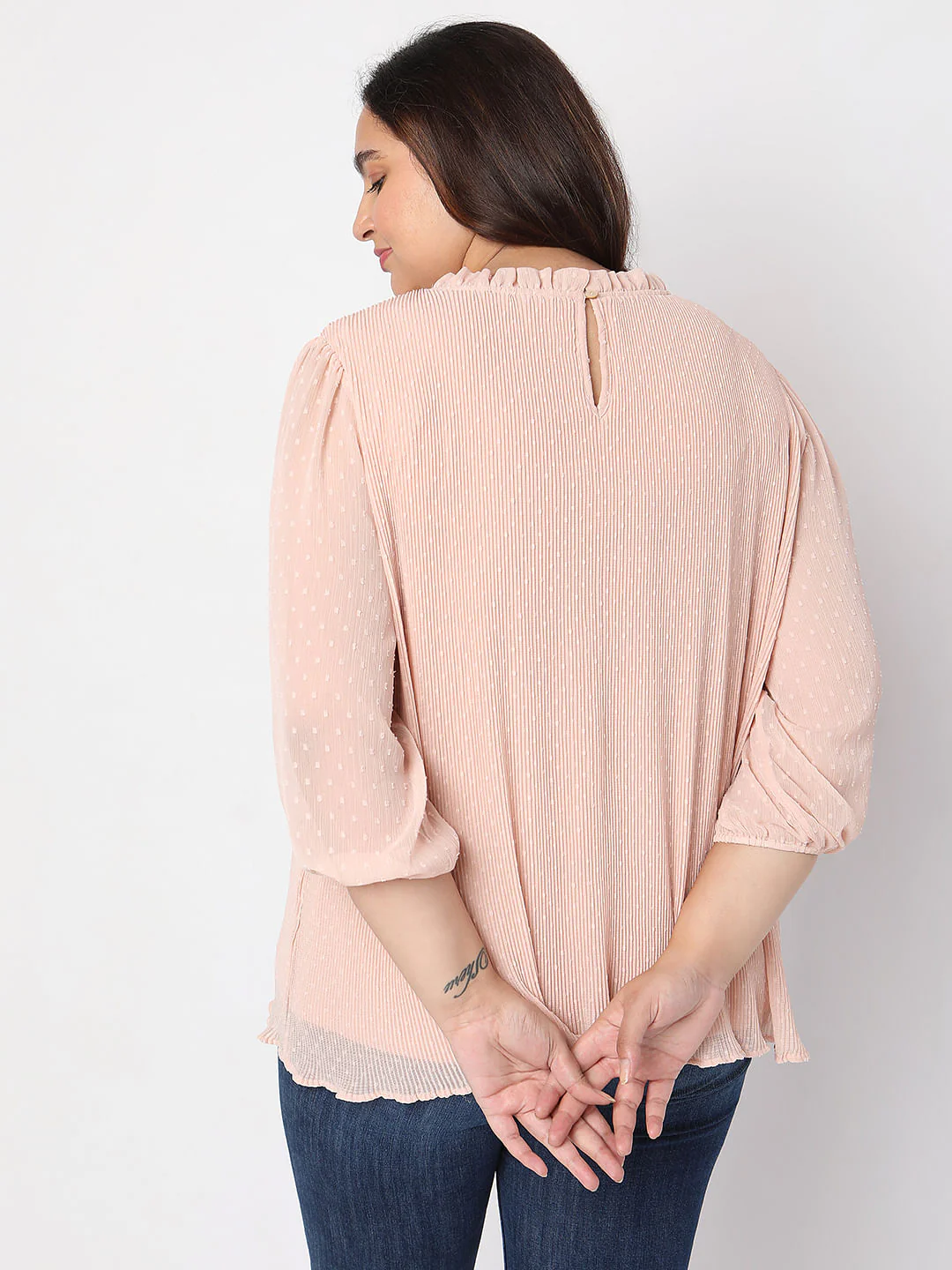 Curve Pink Ruffle Detail Top - Image 4